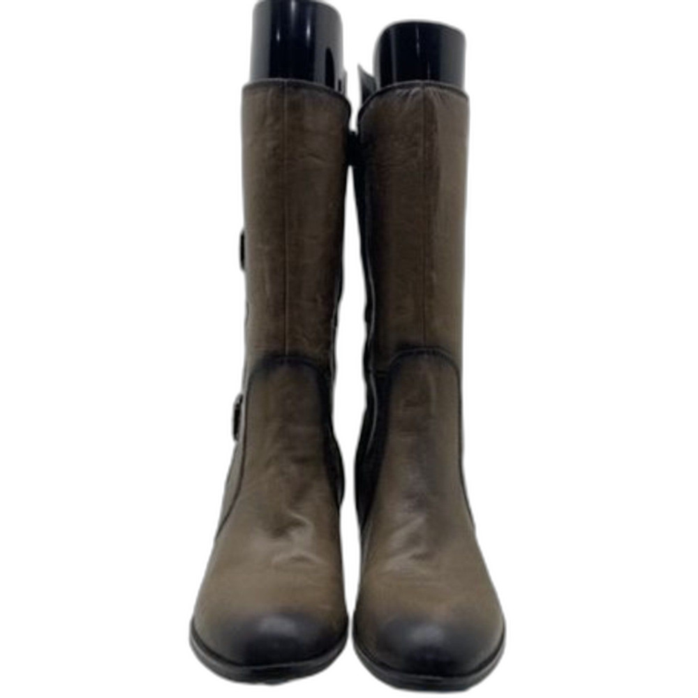 Earth Shoes Larch Taupe Leather Mid-Calf Buckle Boots Women's Size 11B